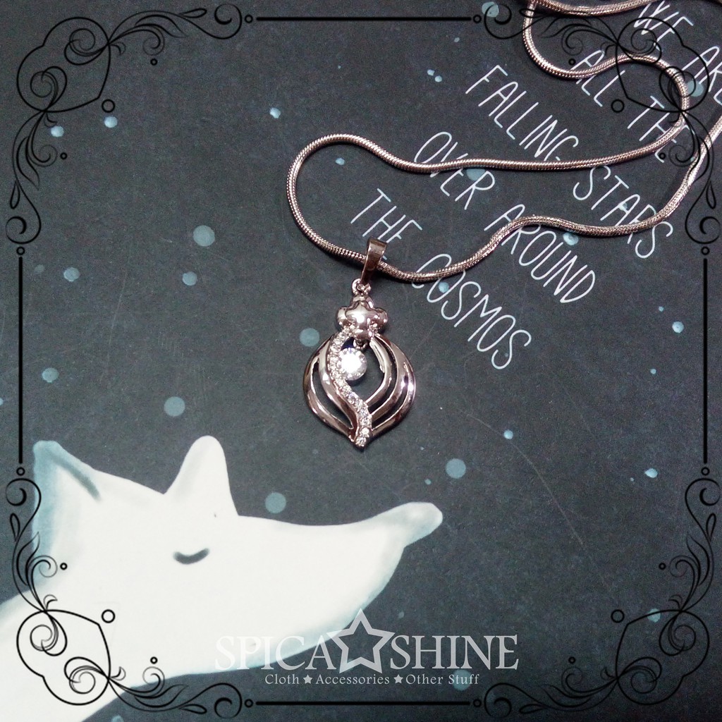 Kalung Liontin Emas Putih Imitasi Keong Zircon