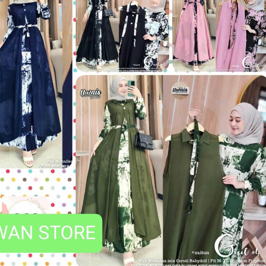 Tren Kekinian.. GAMIS  SUPER JUMBO PLUS BLAZZER CERUTY PISAH/GISEL/ Gamis MONALISA JUMBO XXXL LD 130