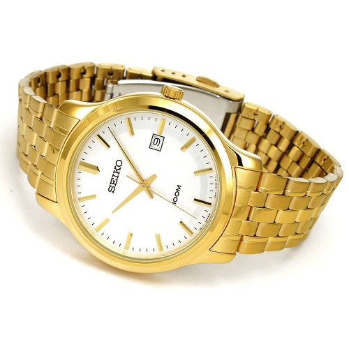 Seiko Quartz SUR148P1 Gold Plated Bracelet | Jam Tangan Pria SUR148