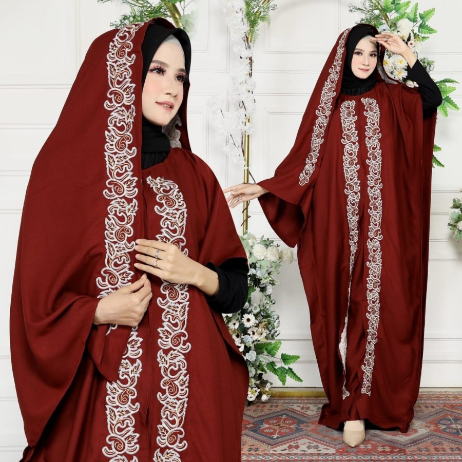 Kaftan Mewah Jumbo Baju Lebaran Wanita Ootd Gamis Set Kerudung Bordir Gamis Terbaru laris syari prem