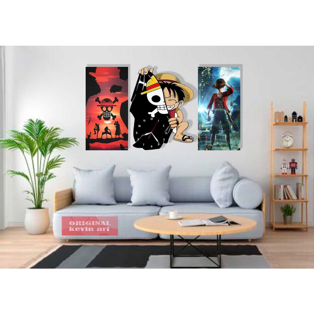 JAM DINDING UNIK KARAKTER ONE PIECE LUFFY BESAR UKURAN JUMBO KEREN MINIMALIS ARTISTIK DEKORASI DINDING KAMAR TIDUR HIASAN DINDING 1 SET MURAH AKSESORIS PERNAK PERNIK RUANGAN AESTHETIC KOLEKSI SERBA ONE PIECE PROMO POSTER DINDING WALL DECOR MODERN CUSTOM