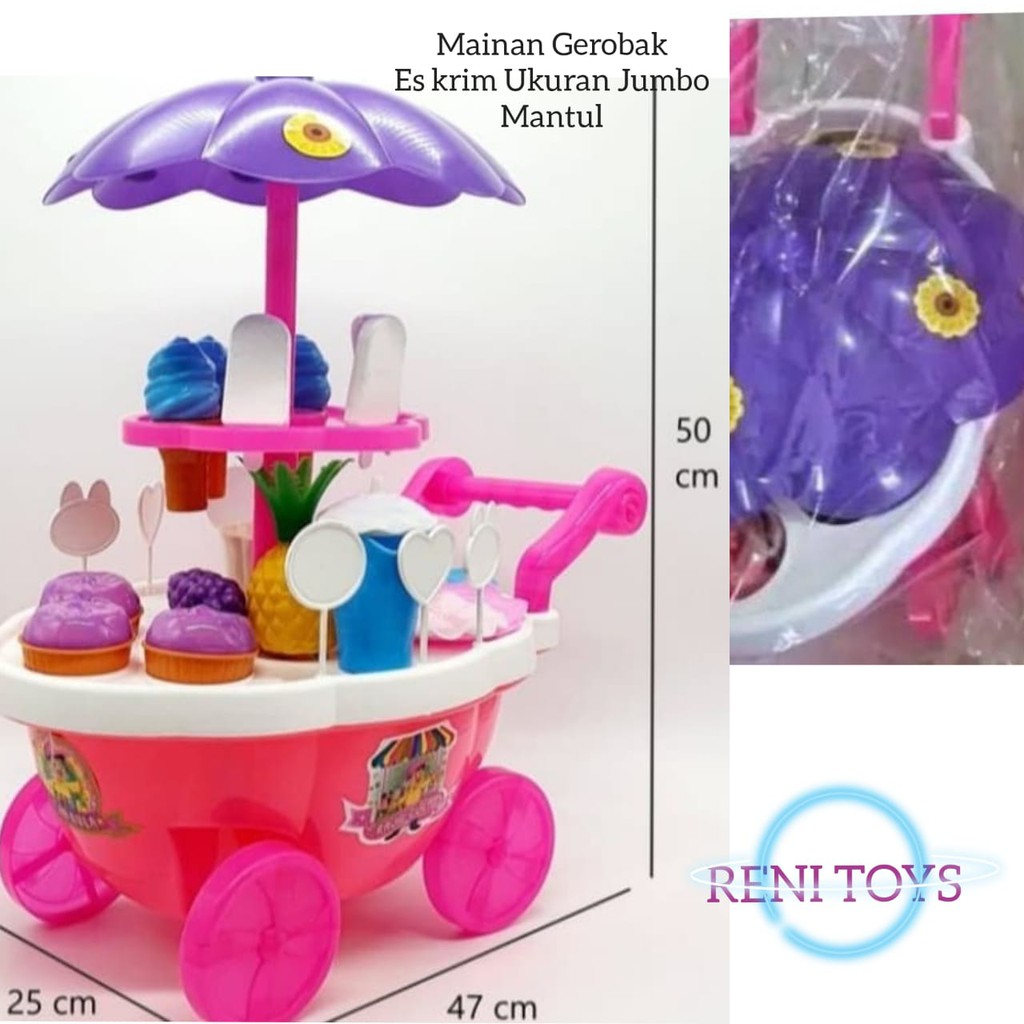 Mainan Gerobak Es Krim Ukuran Jumbo/Besar, Mainan Anak Paling Mantul ,Gerobak Es Krim 100% Original
