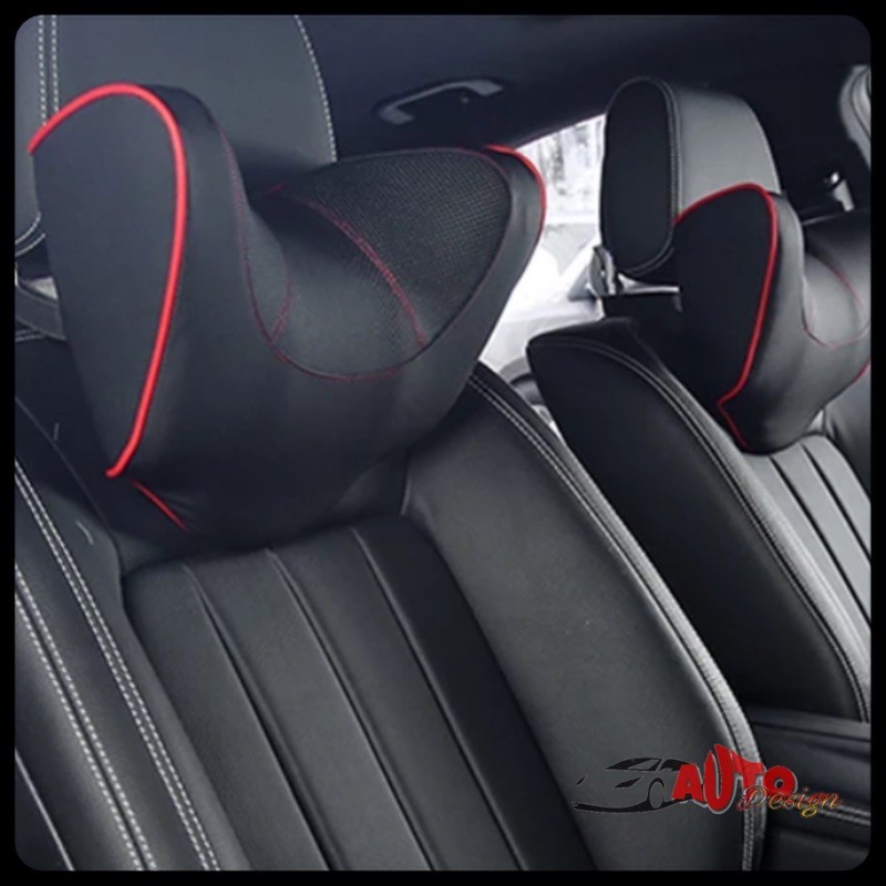 Headrest Bantal Leher Mobil Kain Kulit Memory Foam Berkualitas