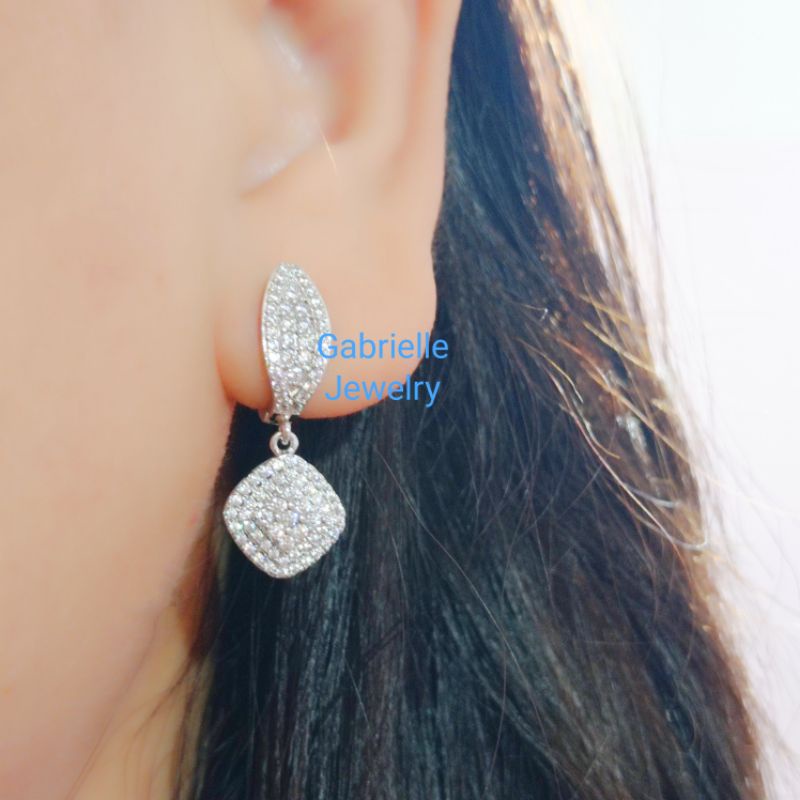 Anting titanium wanita anti karat anti luntur / anting gantung petak