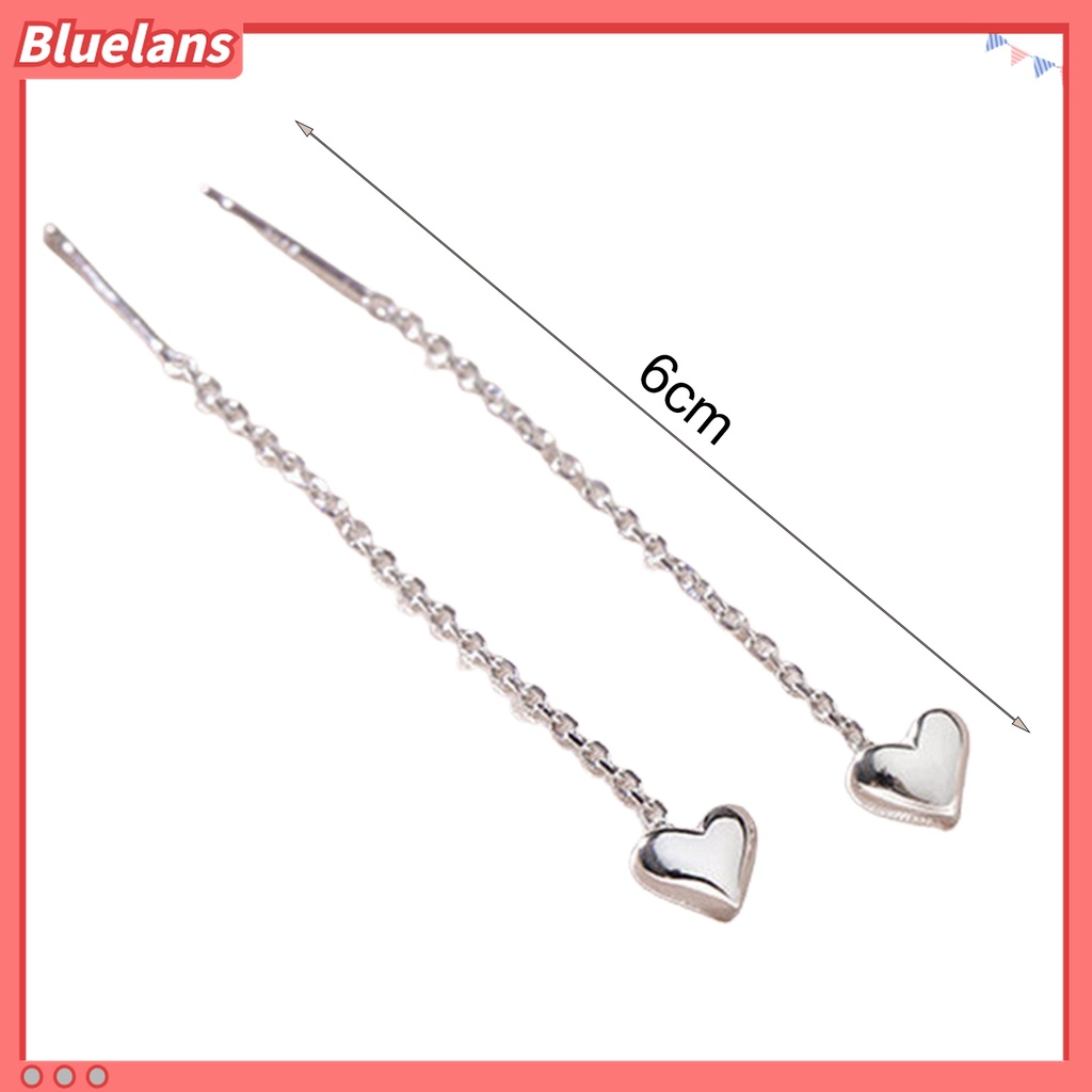 1 Pasang Anting Rumbai Panjang Desain Hati Kecil Ringan Untuk Wanita