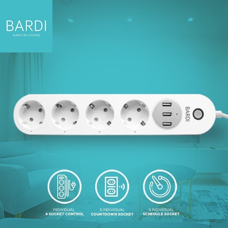 BARDI Smart Power Strip Extension Steker Stop Kontak Socket Plug Wifi