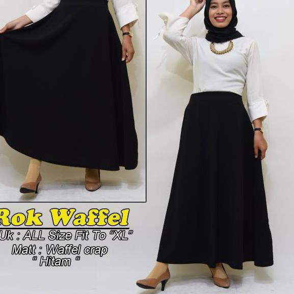 Banyak Dipakai.. ROK WAFFLE LEBAR = Rok waffle  lebar payung premium basic mode material waffle crap