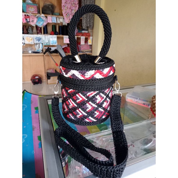 tas tabung + rantang (rajut jaring) multifungsi +toples