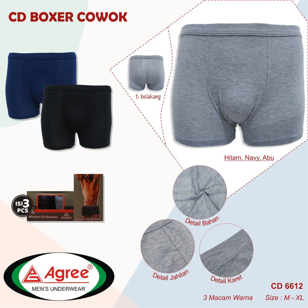 Celana Dalam Boxer Pria Premium Antibacterial (1 box isi 2 - 3) - CD Boxer Pria Berkualitas Nyaman dan Lembut