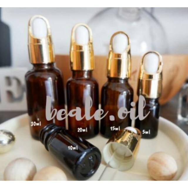 Botol Amber Pipet Kaca Tebal 5ml 10ml 15ml 20ml 30ml Botol Pipet Kaca Tebal tutup lux gold luxury