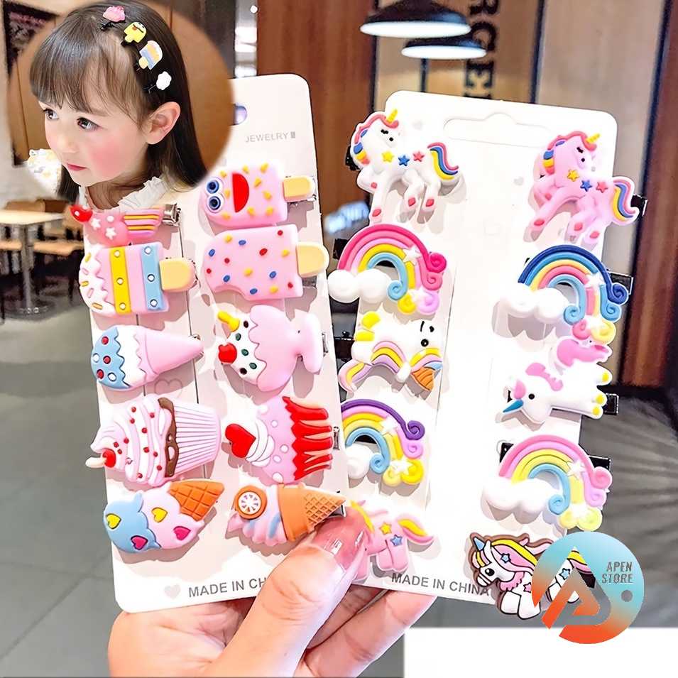 APEN 10pcs Jepit Rambut Anak Perempuan Lucu Jepitan Fashion Hair Pin Gaya Korea Kids Barang Unik