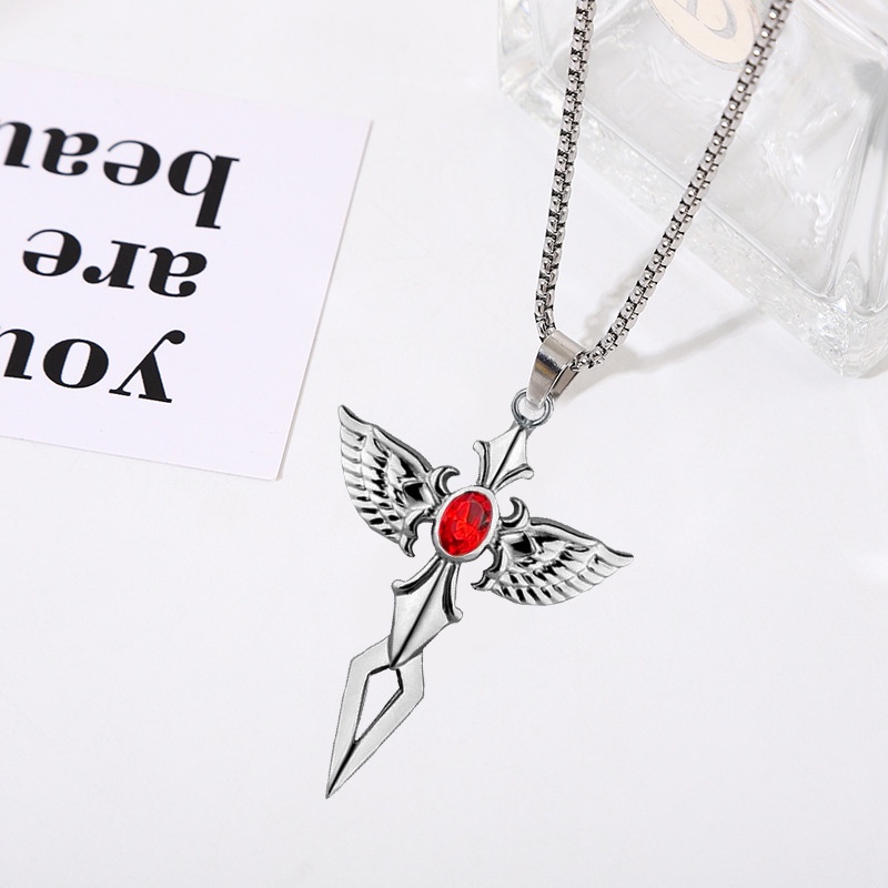 Kalung Dengan Liontin Angel Sword Gaya Korea Untuk Pria