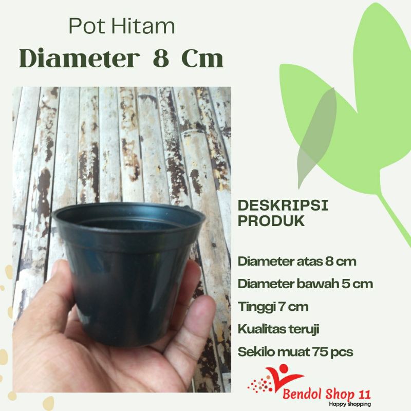 Pot plastik hitam 8 cm