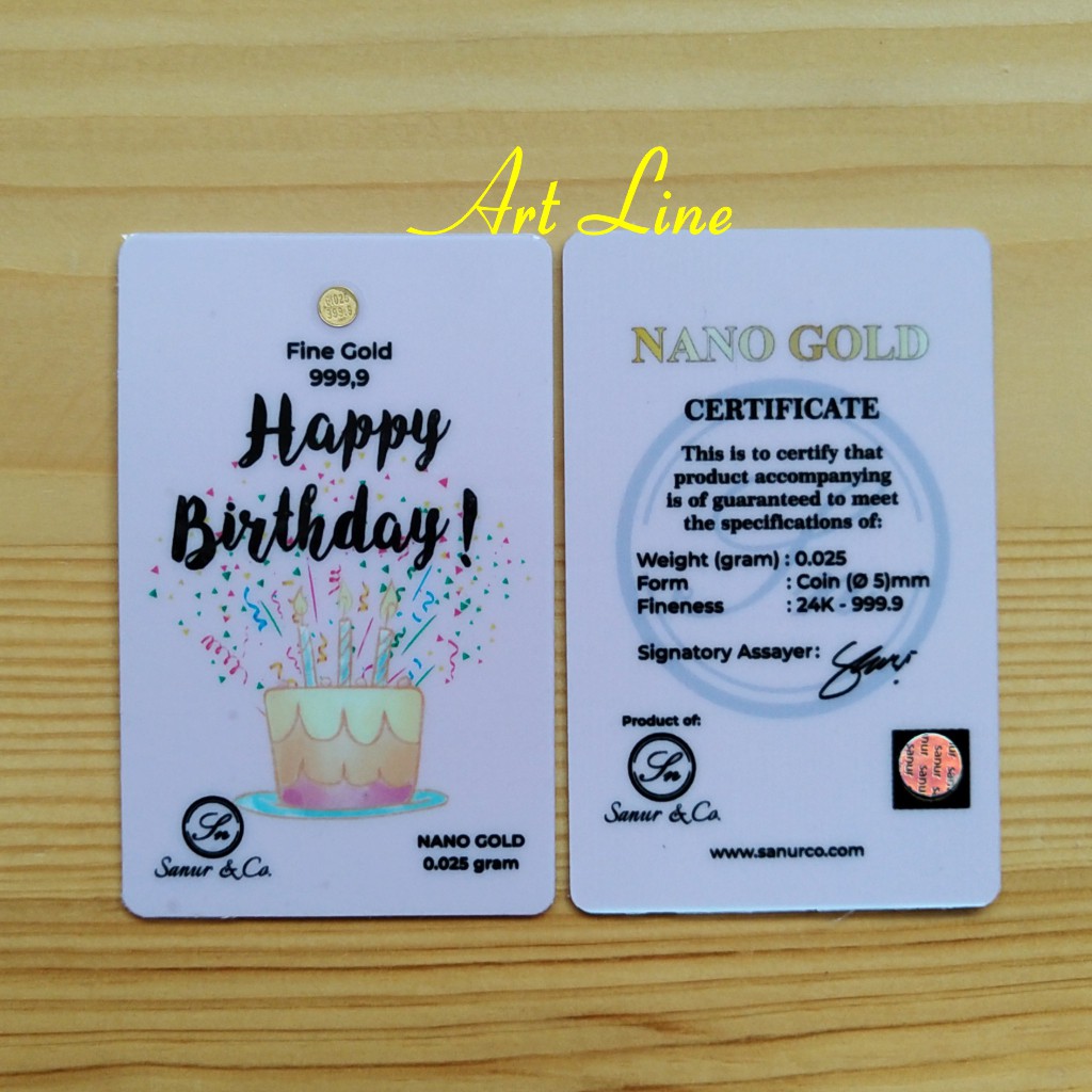 Sanur Gift Series Koin Emas Mini Gold Logam Mulia 0.025 gram Seri Happy Birthday