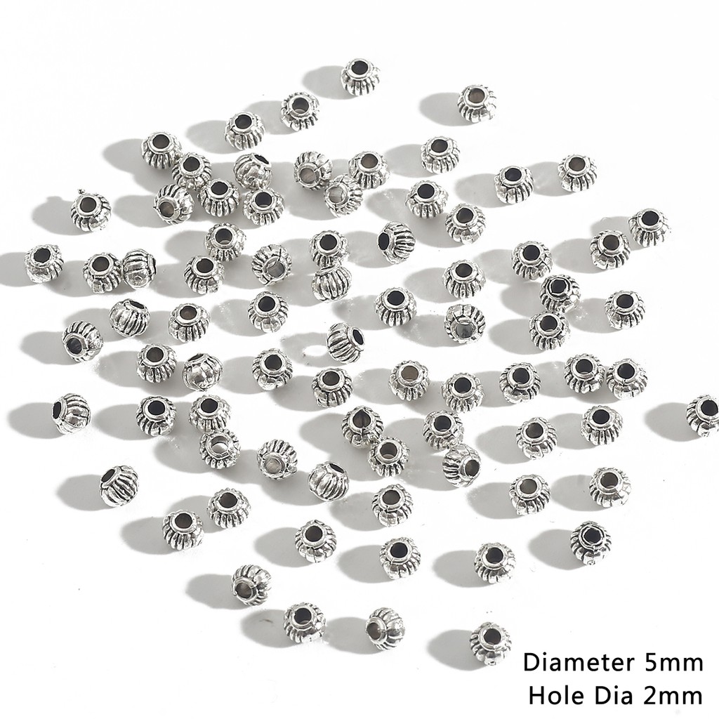 30/50/100/200 Pcs/Lot Mixed Diameter Mixed Aperture Antique Siilver Jewelry Components Alloy Bead Spacer for Making Bracelet