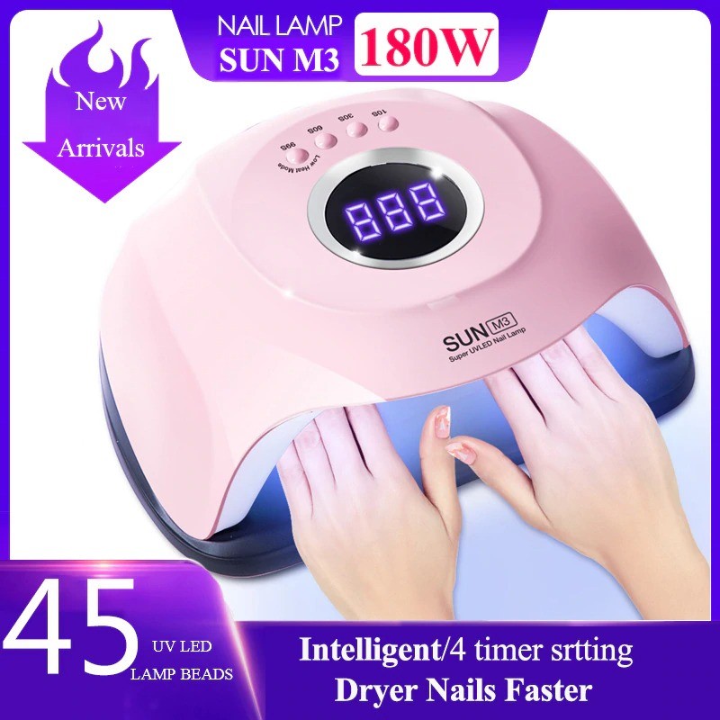 Pengering Kutek Kuku UV LED Nail Dryer 45LED 180W - SUN-M3 - Pink