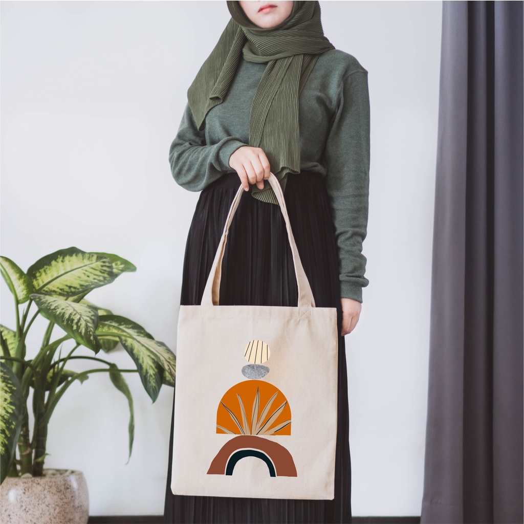 Sevine Tote Bag Kanvas Tas Wanita Fashion Totebag Nordic Aesthetic Series DTF Printing - KNP1