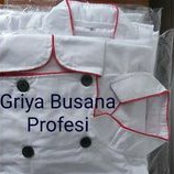 JUMBO Baju Koki putih 2XL Ld 130 cm Chef Jacket lengan panjang list merah 2 XL
