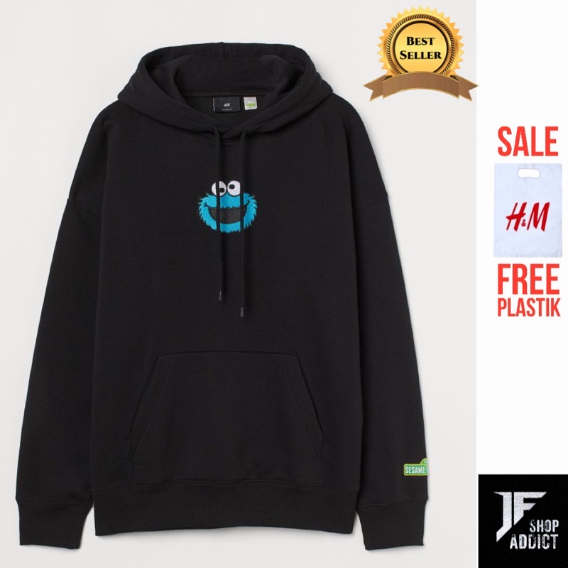 1.1(Promo) H&M Hoodie Elmo Black hnm Full Label Tag Price