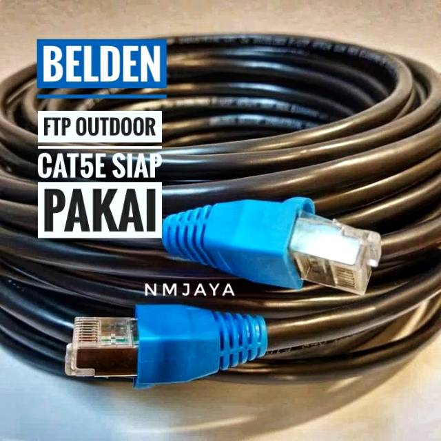 Belden Kabel Lan Outdoor 35 meter STP CAT5e dicrimping rj45 plat besi 50105F Warna Hitam