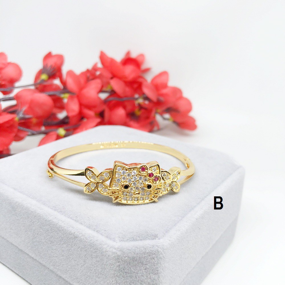 Perhiasan Gelang Bangle Xuping Kitty Kucing Lapis Emas Asli Gold Kupu Kupu - BB333