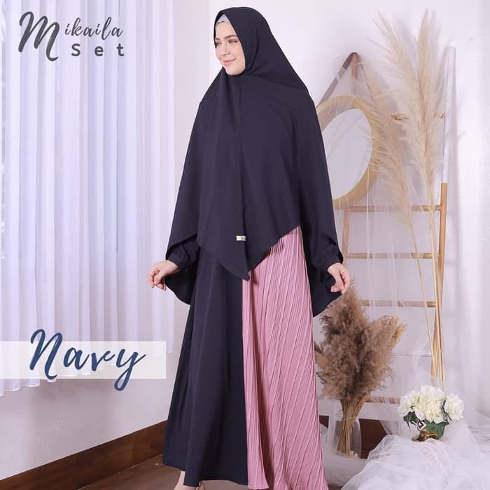 Set Mikaila Plisket - Set Gamis Syari - Set Syari - Gamis Set Khimar - Gamis Set Syari - Gamis