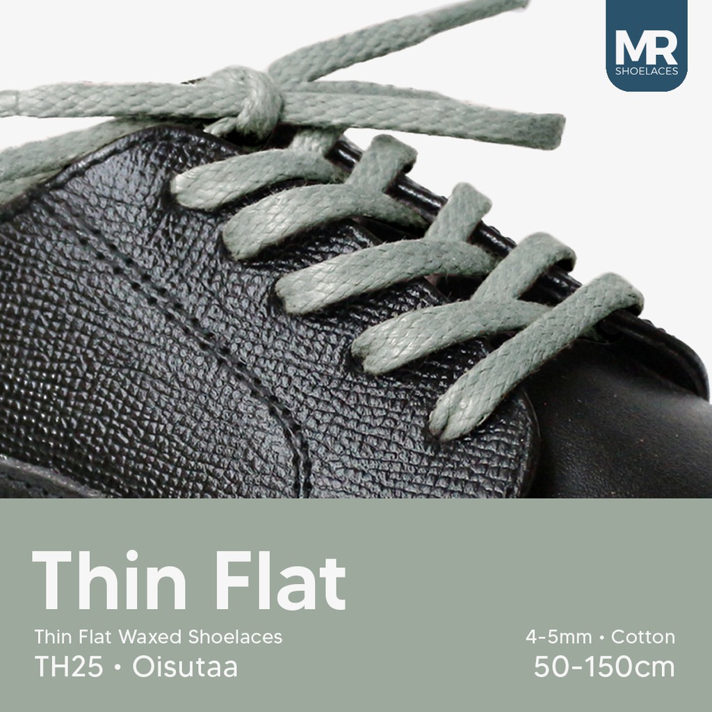 MR Shoelaces TH25 Oisutaa (Gray) Tali Sepatu Lilin Gepeng Thin 3-4mm (Waxed Laces) 50cm 80cm 100cm 120cm 150cm Abu