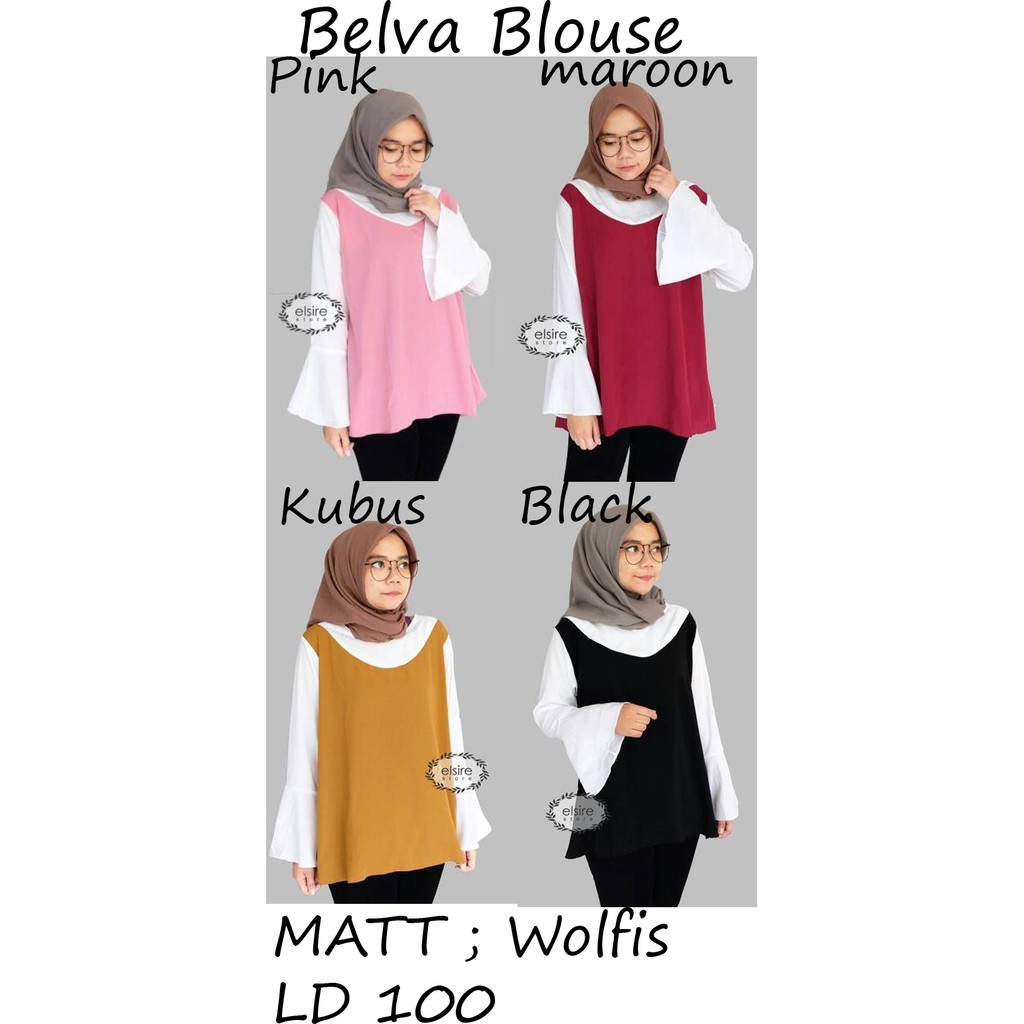 BELVA BLOUSE BAJU ATASAN MULIM WANITA PAKAIAN BLUSE LENGAN 