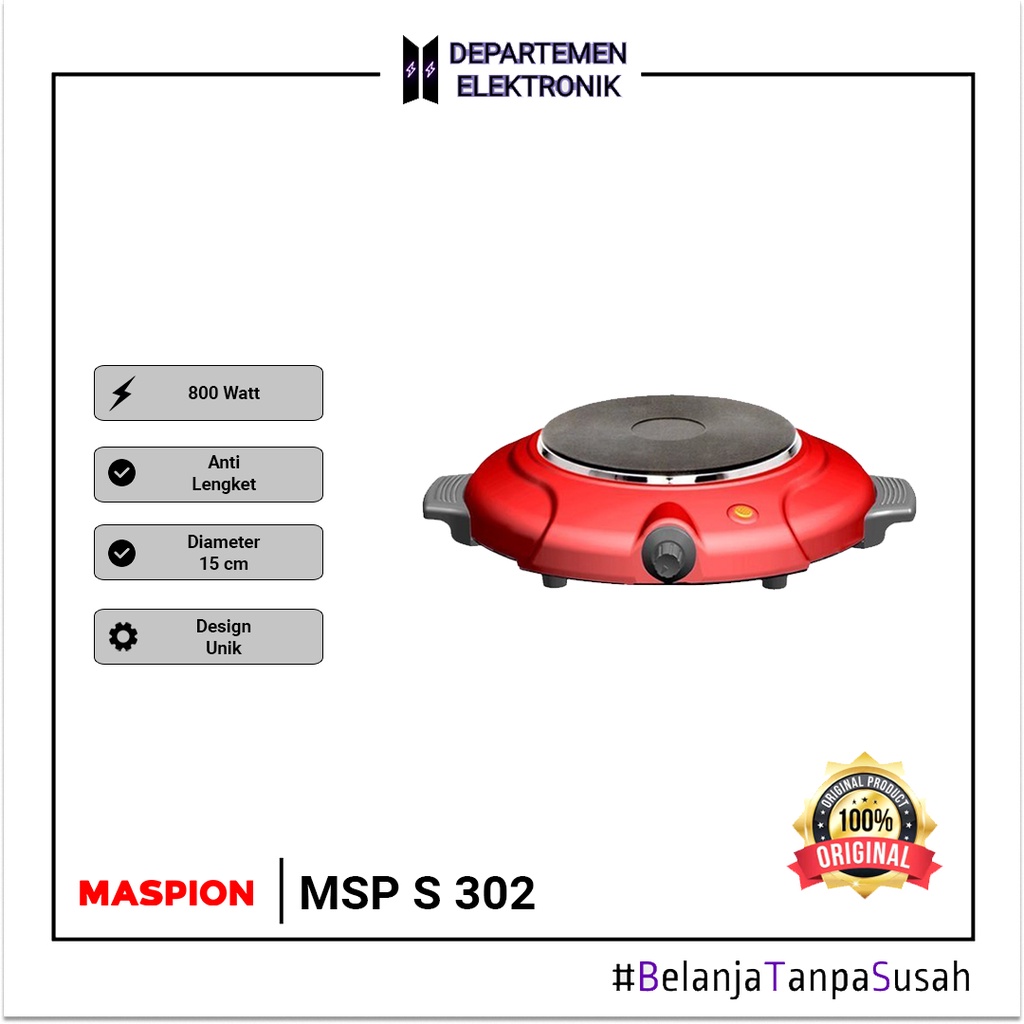 KOMPOR LISTRIK MASPION S 302 MURAH BANGET / GARANSI RESMI