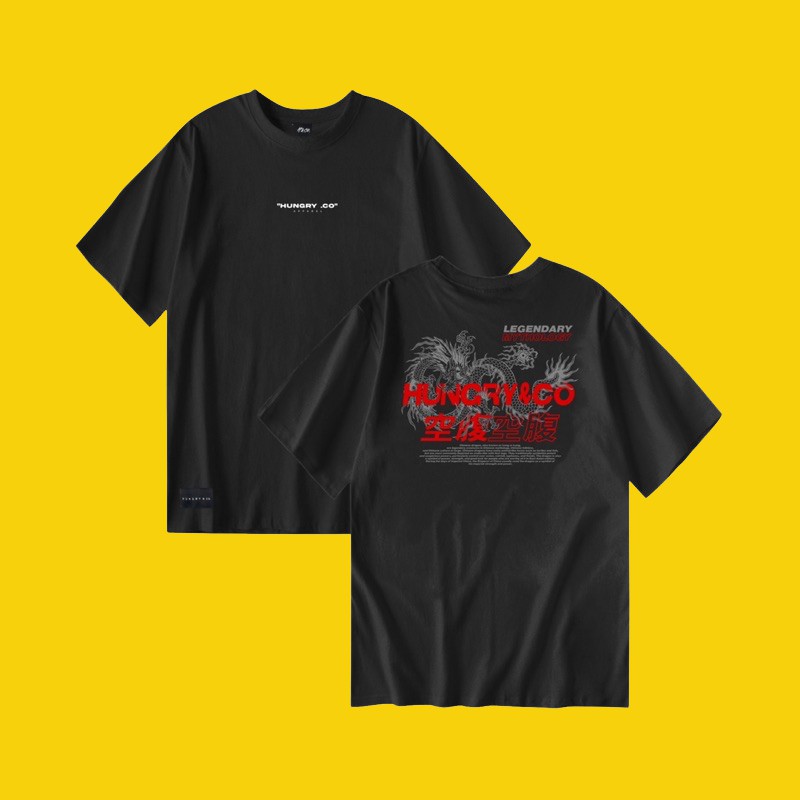 Kaos pria / T-shirt motif Hungry&co / AAOS 006 Hitam