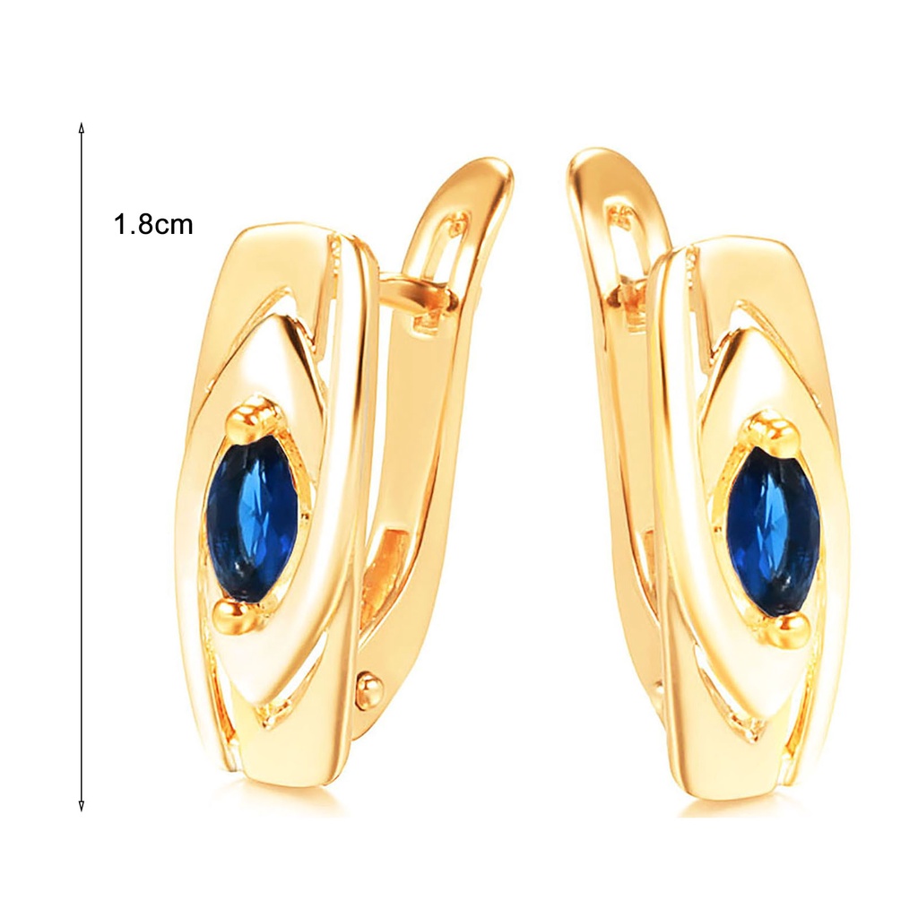 Hu Hu Hu Hu Hu Alat Bantu Pasang Kacamata♡ 1 Pasang Anting Hoop Cubic Zirconia Biru Untuk Wanita