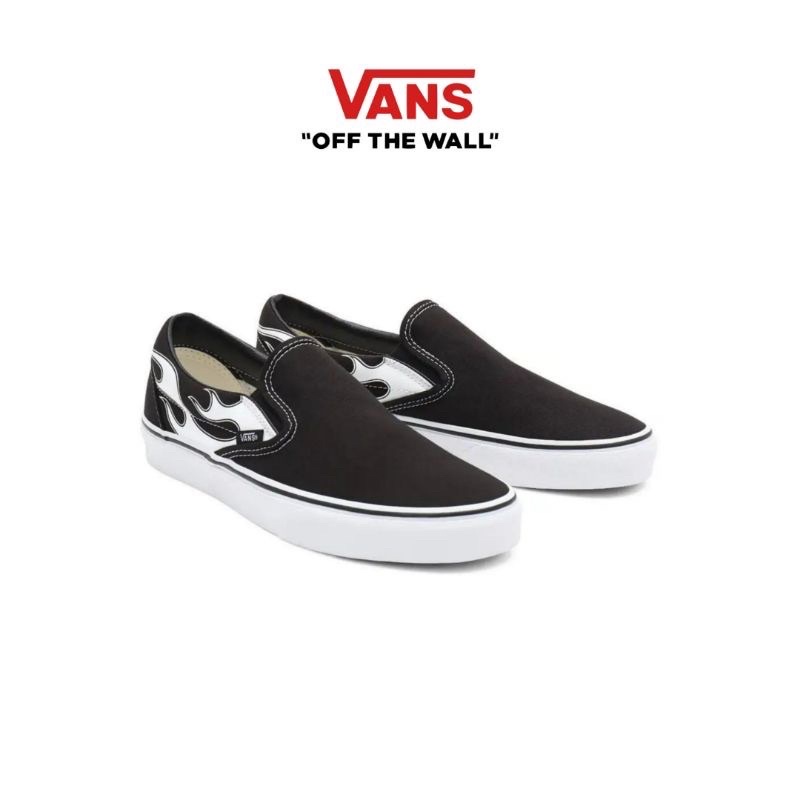 Vans Slip On Black white Flame White Original