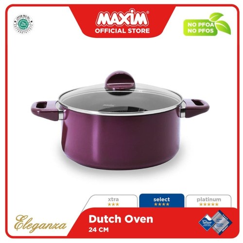 Maxim Eleganza Purple Panci Teflon Anti Lengket 24cm + Tutup Kaca