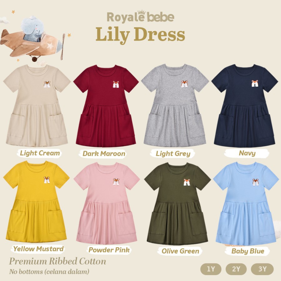 Royale Bebe LILY DRESS Anak Perempuan / Terusan Baju Anak Perempuan