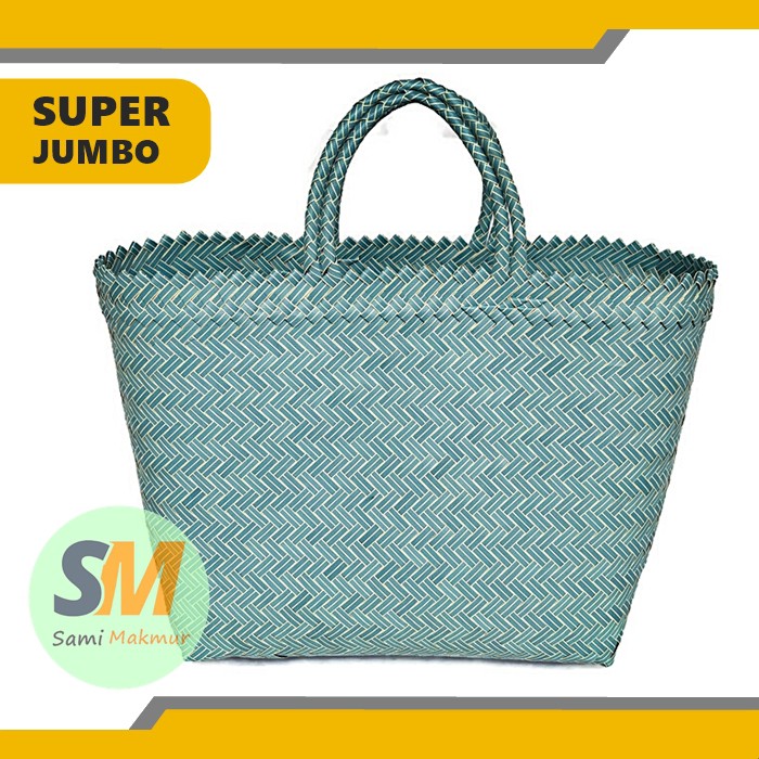 Tas Anyaman Plastik LURIK POLOS SUPER JUMBO (XL)  / Tas Belanja / Tas Anyam Jinjing