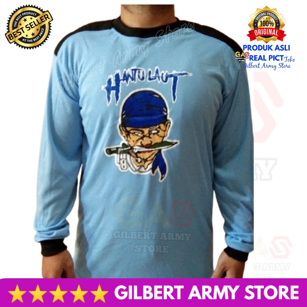 Kaos Hantu Laut Lengan Panjang Dekker Sniper Biru TNI Angkatan Laut Murah Grosir Gilbert Army Store