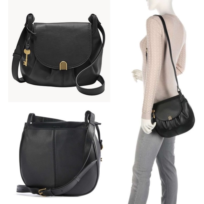 Tas Wanita Original Fossil Gigi Flap Crossbody Black Nwr Diskon