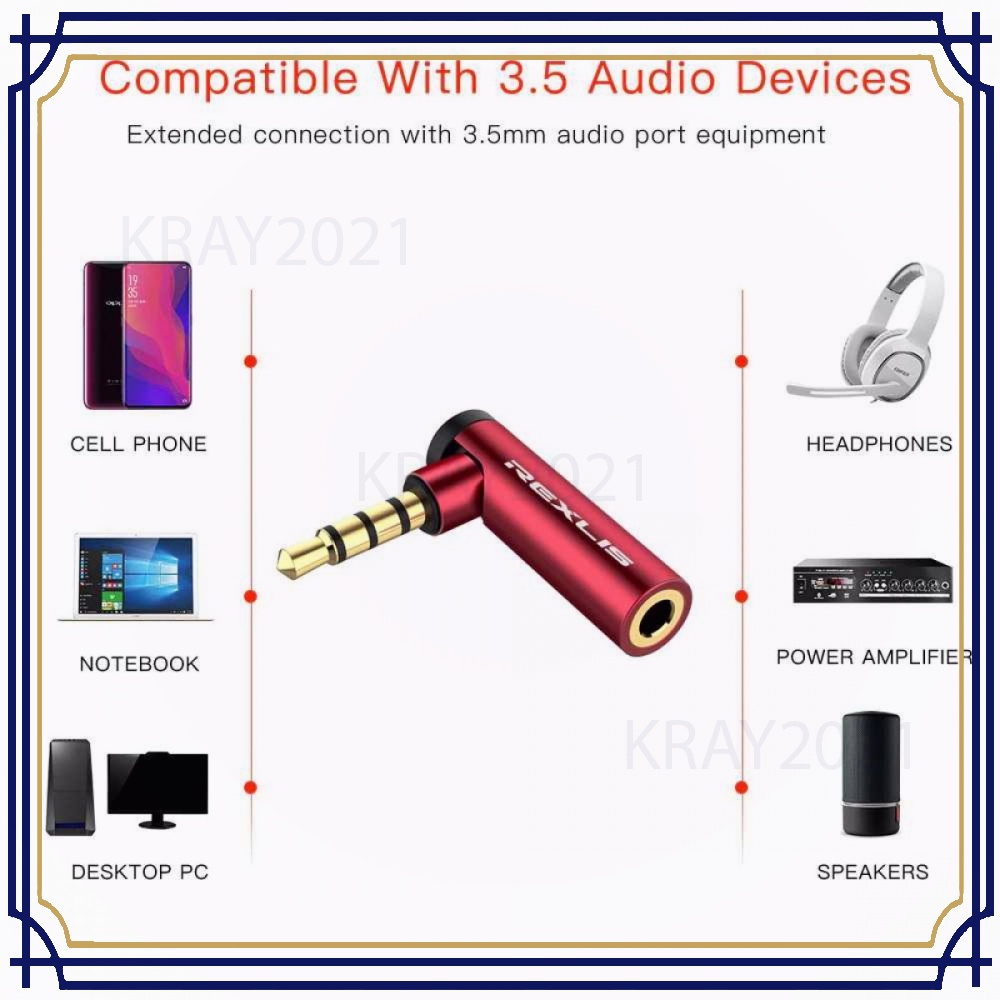 Audio Adapter 3.5mm Male to Female 90 Degree - EP153