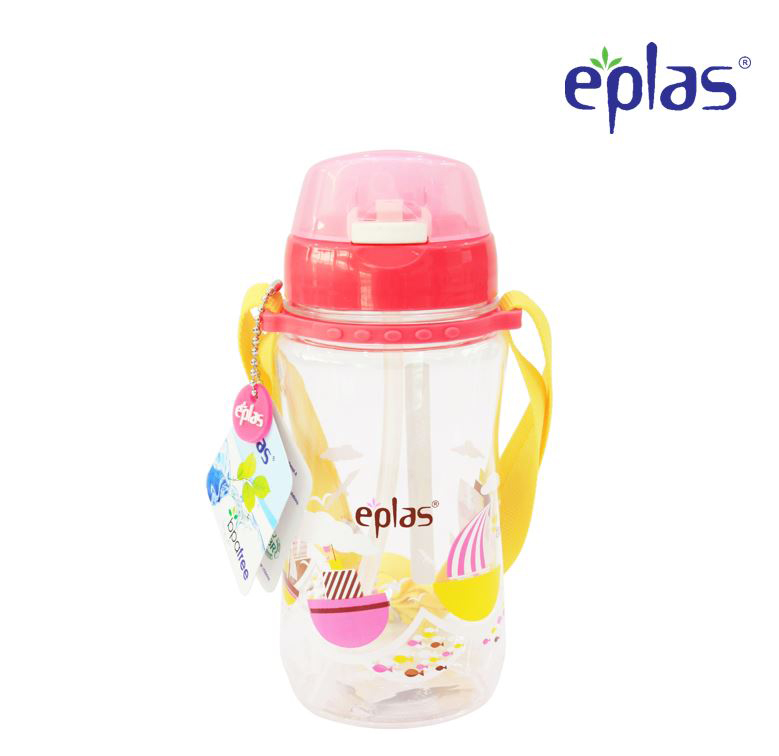 EPLAS Kids Water Bottle, Push Button, Straw, Removable Strip (480ml), Botol Air BPA Free, Tritan EGB-480BPA