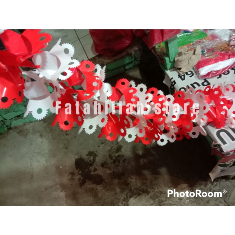 GARLAN PLASTIK BENTUK RANTE BULAT BENDERA INDONESIA UMBUL UMBUL