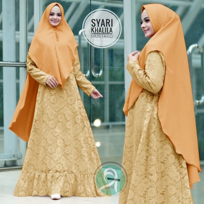 gamis Syari Khalila Mustard [Hijab 0111] SCK Baju Gamis Wanita Terbaru