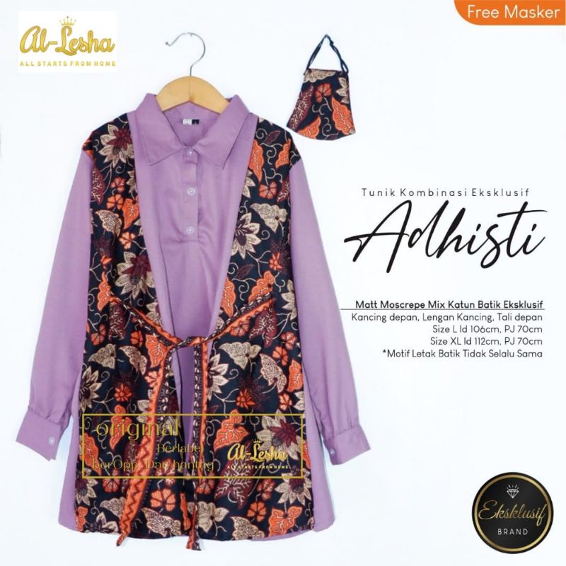 PREMIUM TUNIK BATIK KOMBINASI ORI BY AL-LESHA