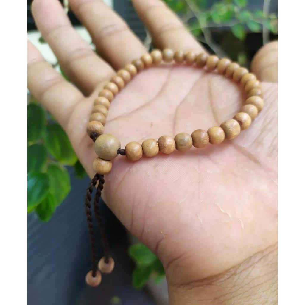Gelang Tasbih Kayu Bidara Arab Asli 33 Butir Gelang Tali Kayu Bidara