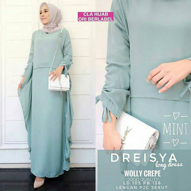 Dreisya Long Tunik, DRESS MUSLIM, baju wanita, baju gamis, dress, gamis, Baju gamis, fashion wanita