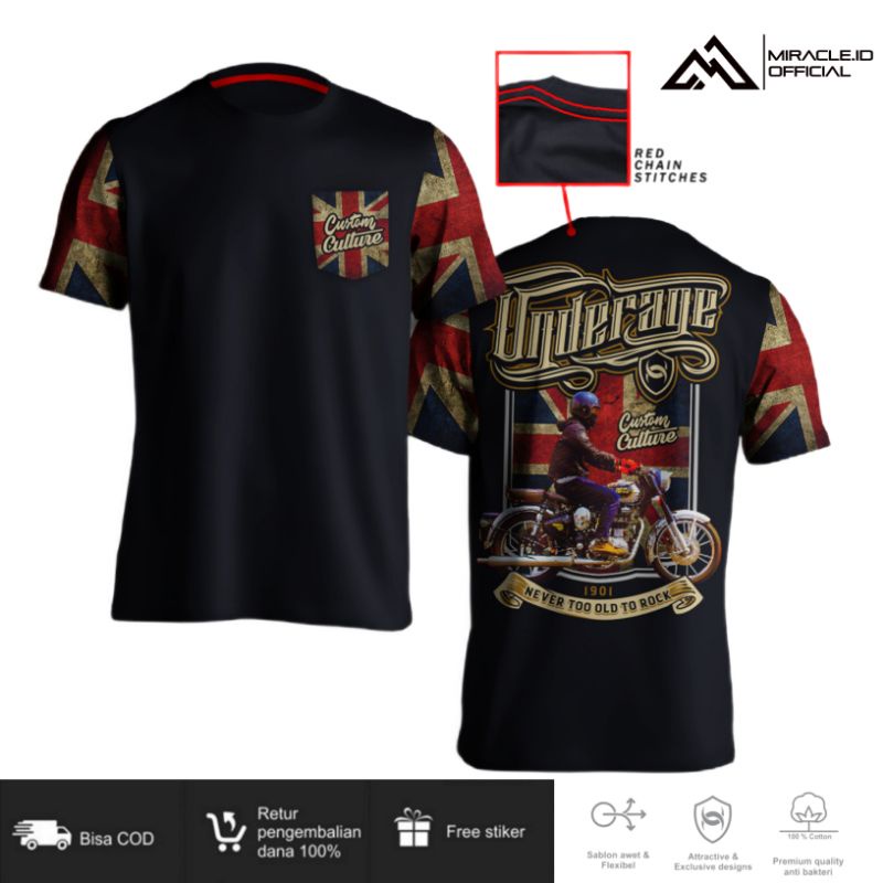 KAOS DISTRO PRIA ORIGINAL UNDERAGE KAOS MOTOR CUSTOM KEREN MURAH BAJU LENGAN PENDEK BRANDED PREMIUM