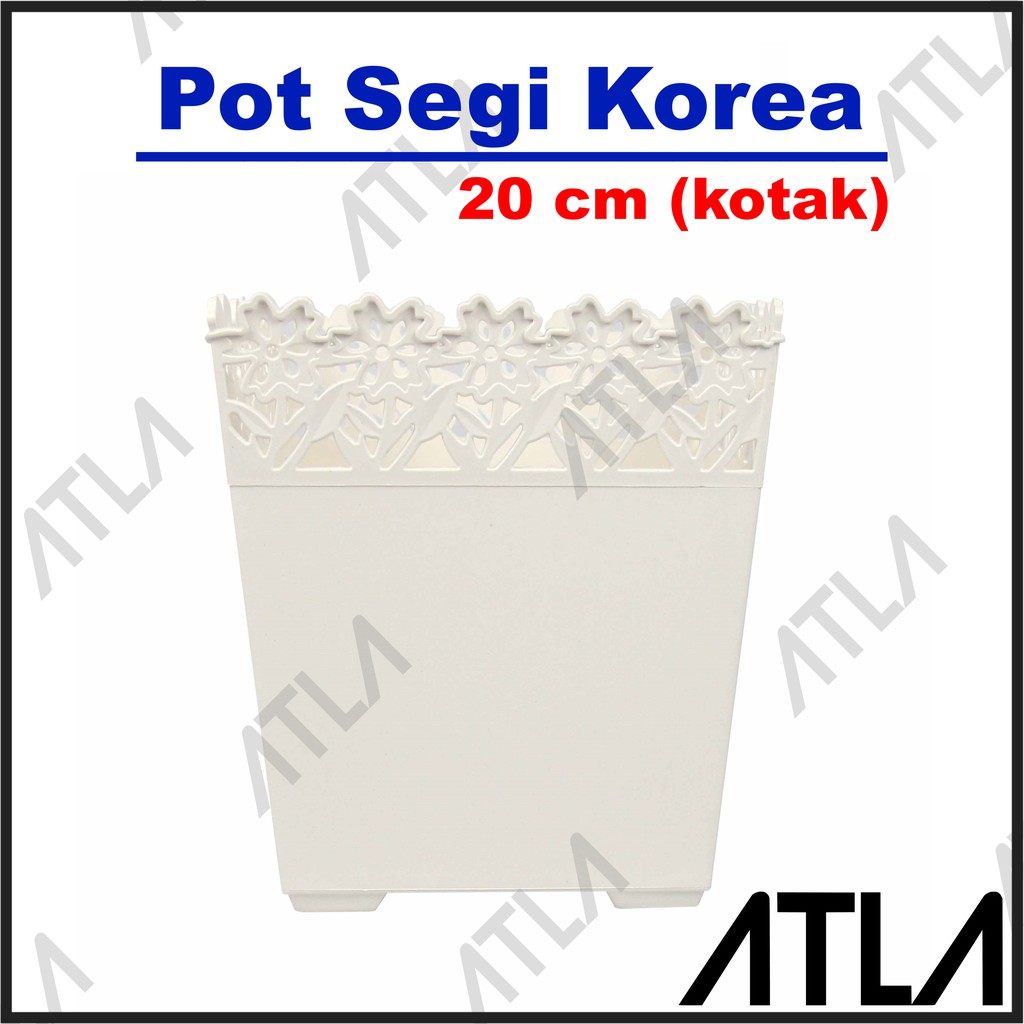 Pot Bunga Segi Korea 20 cm Putih Tempat Dekorasi Tanaman Plastik 20cm KLS009