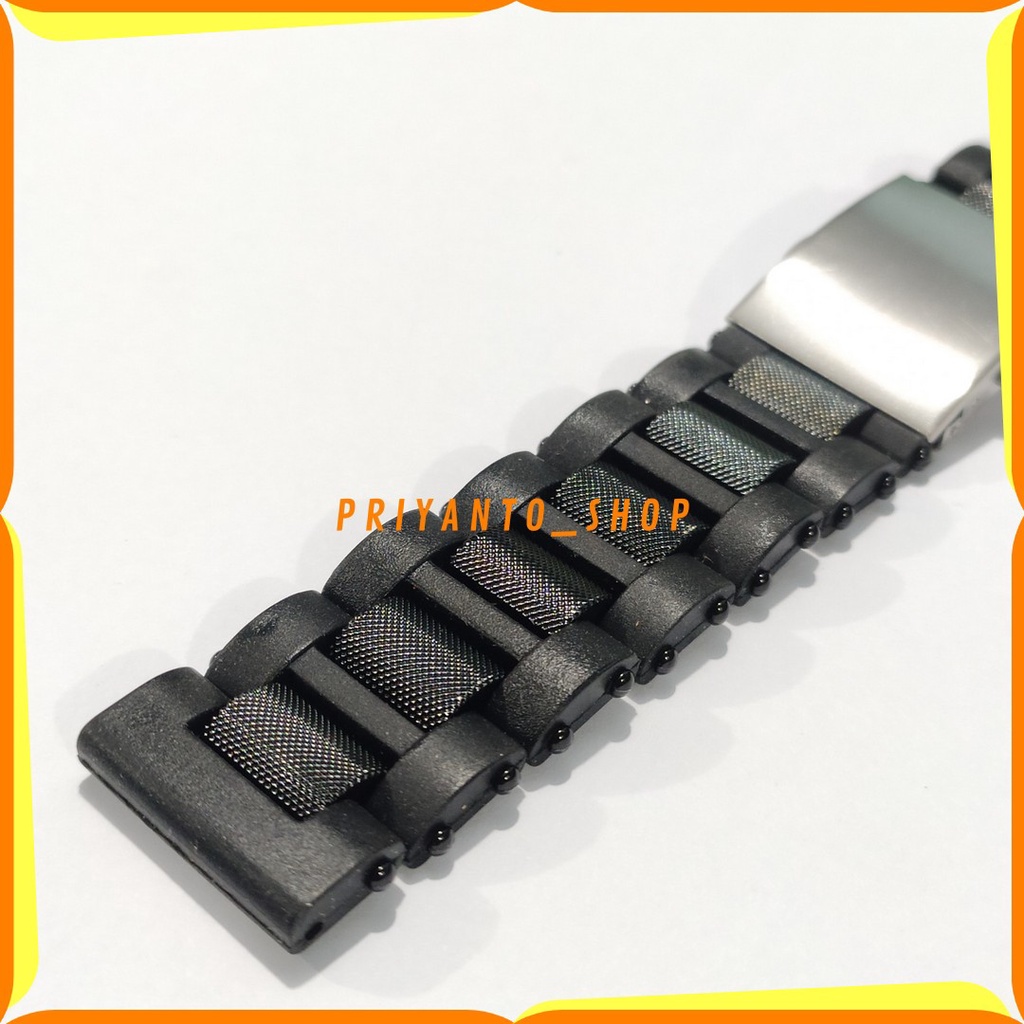 Tali karet Plastik JamT angan 24mm Rubber Strap Hitam model engsel Termurah