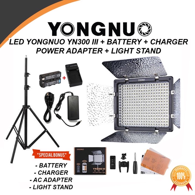 YONGNUO YN300 III LED VIDEO LIGHT - PAKET LAMPU STUDIO YONGNUO YN300III YN 300 III
