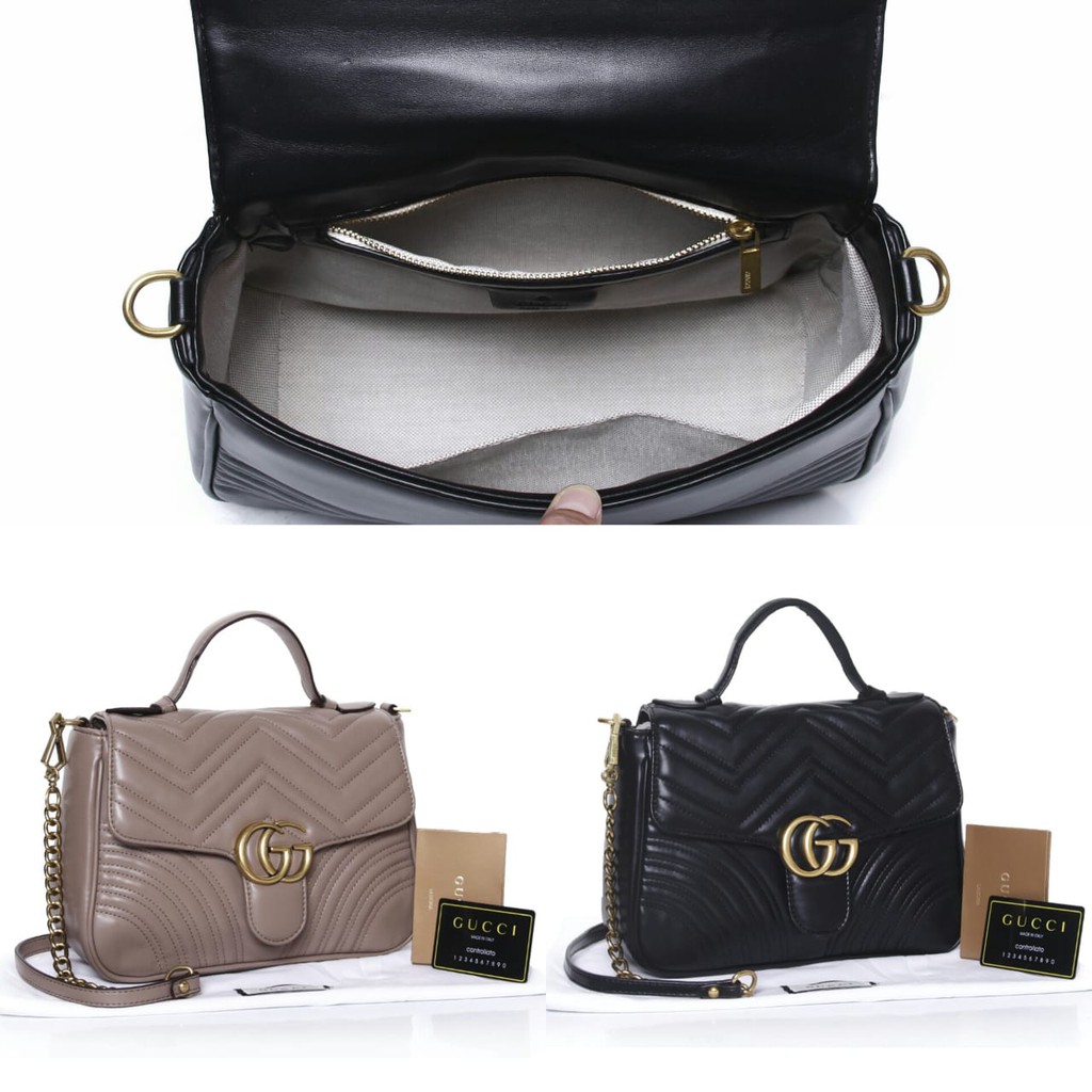 SUPPLIER TAS BRANDED Tas Gucci GG Marmont Shoulder Top Handle Small HITAM Seprem 498110