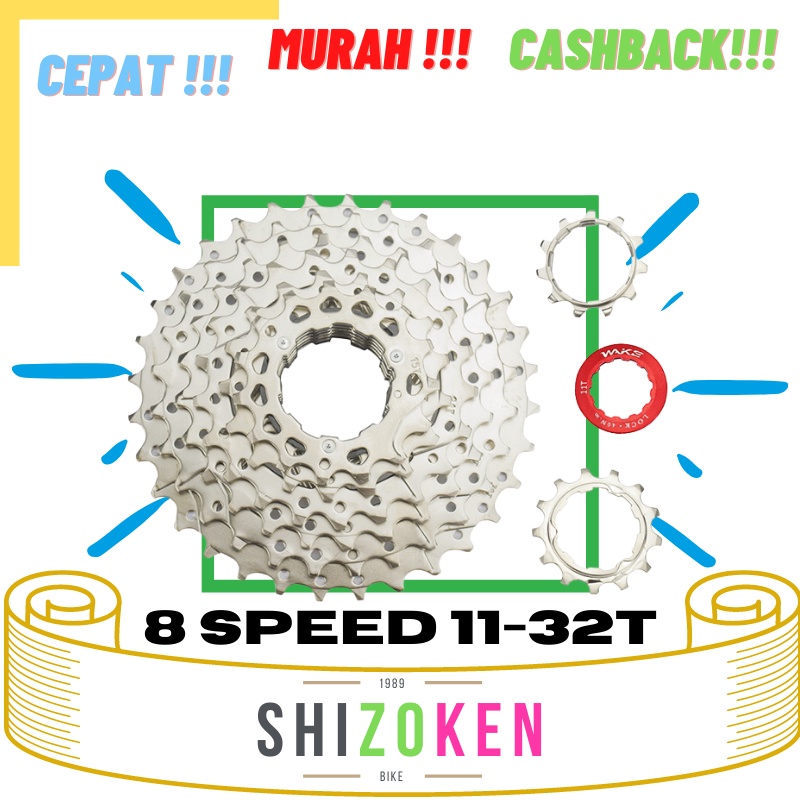 Wake Sprocket 8 Speed 11 - 32T Silver Gear Cassette MTB Roadbike